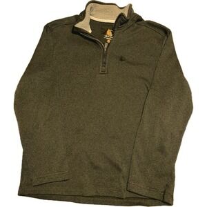 GH Bass Co Men's‎ XL Green Sweater 1/4 Quarter Zip Outdoor Sweater Fuzzy Collar